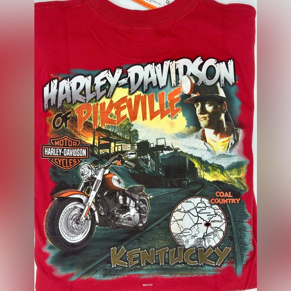 NWT Harley-Davidson of Pikeville Kentucky - Large- Red-  T- shirt Retired Dealer